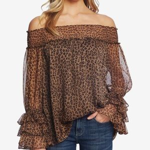 CECE off the shoulder ruffle sleeve top. XS
